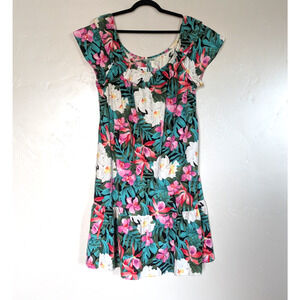 Hilo Hattie Floral Midi Dress - Green and Pink